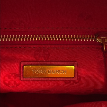 Tory Burch Red Croc Embossed Leather Backpack