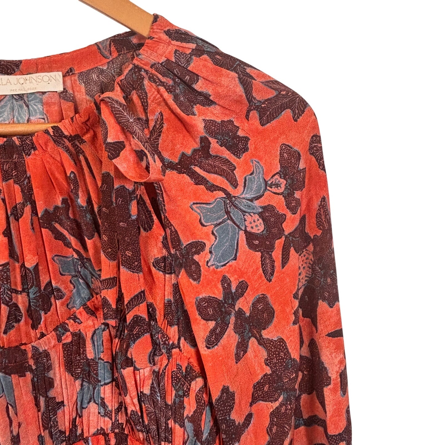 Ulla Johnson Pre Fall 2022 Sefia Silk Red Blend Long Sleeve Mini Dress Size 4