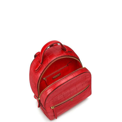 Tory Burch Red Croc Embossed Leather Backpack