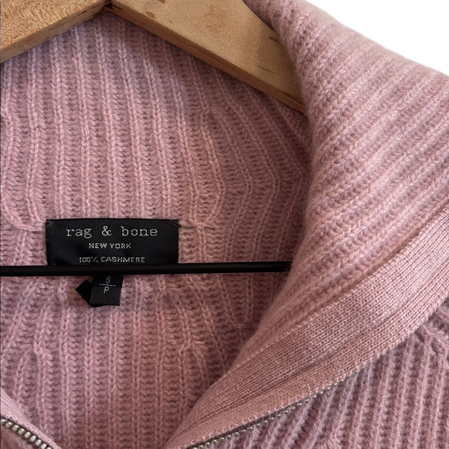Rag & Bone Womens Pierce Pink Cashmere Half Zip Sweater Small