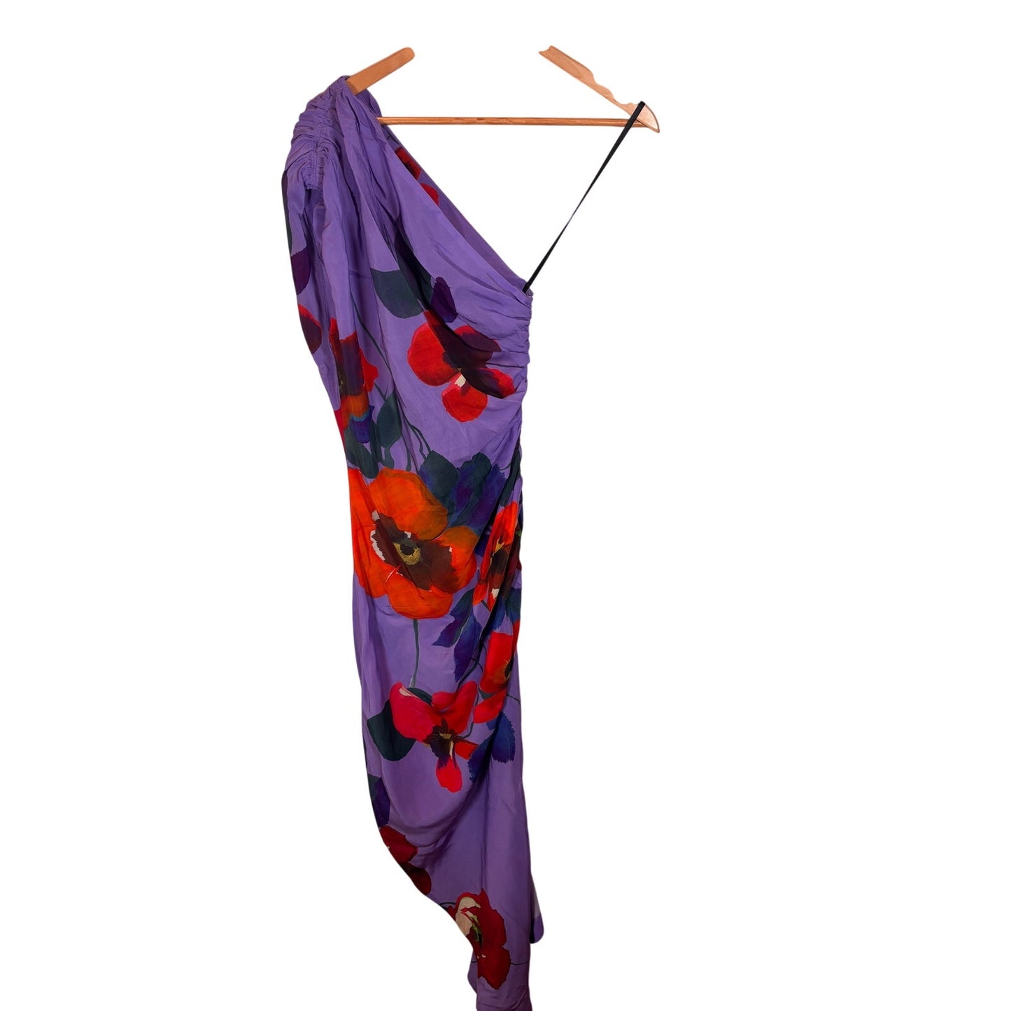 SMYTHE Poppy Print One-shoulder Asymmetric Dress Size 0 MSRP $695