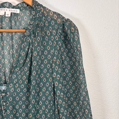 Veronica Beard Destiny Green Smocked Size 4