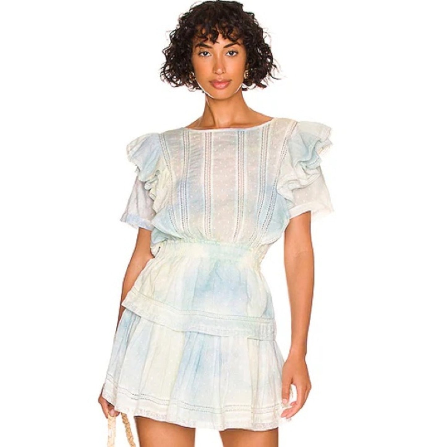 LoveShackFancy Natasha Mini Dress in Lily Pond Natural Hand Dye Sold Out L