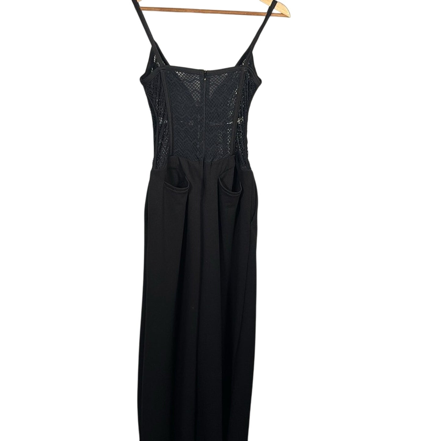 PatBO Black Plunge Neck Sleeveless Jumpsuit