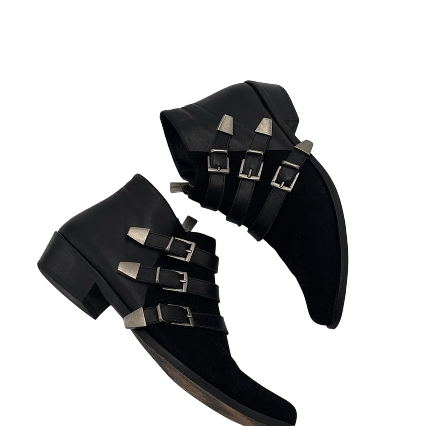 Anine Bing Women’s Black Emma Moto Leather Ankle Boots 39