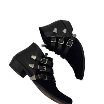 Anine Bing Women’s Black Emma Moto Leather Ankle Boots 39