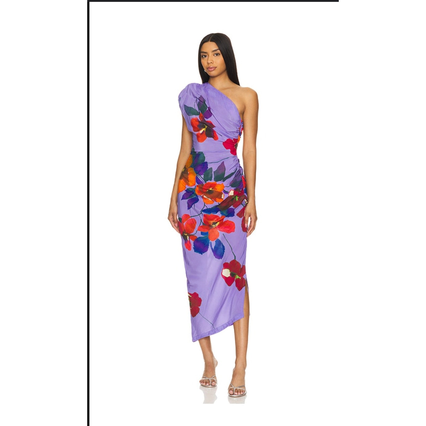 SMYTHE Poppy Print One-shoulder Asymmetric Dress Size 0 MSRP $695