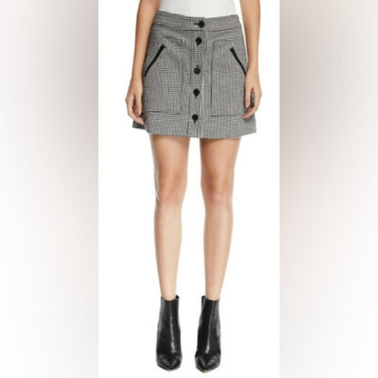 VERONICA BEARD Skirt MONROE Black White Houndstooth Plaid Mini womens 6