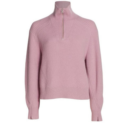 Rag & Bone Womens Pierce Pink Cashmere Half Zip Sweater Small