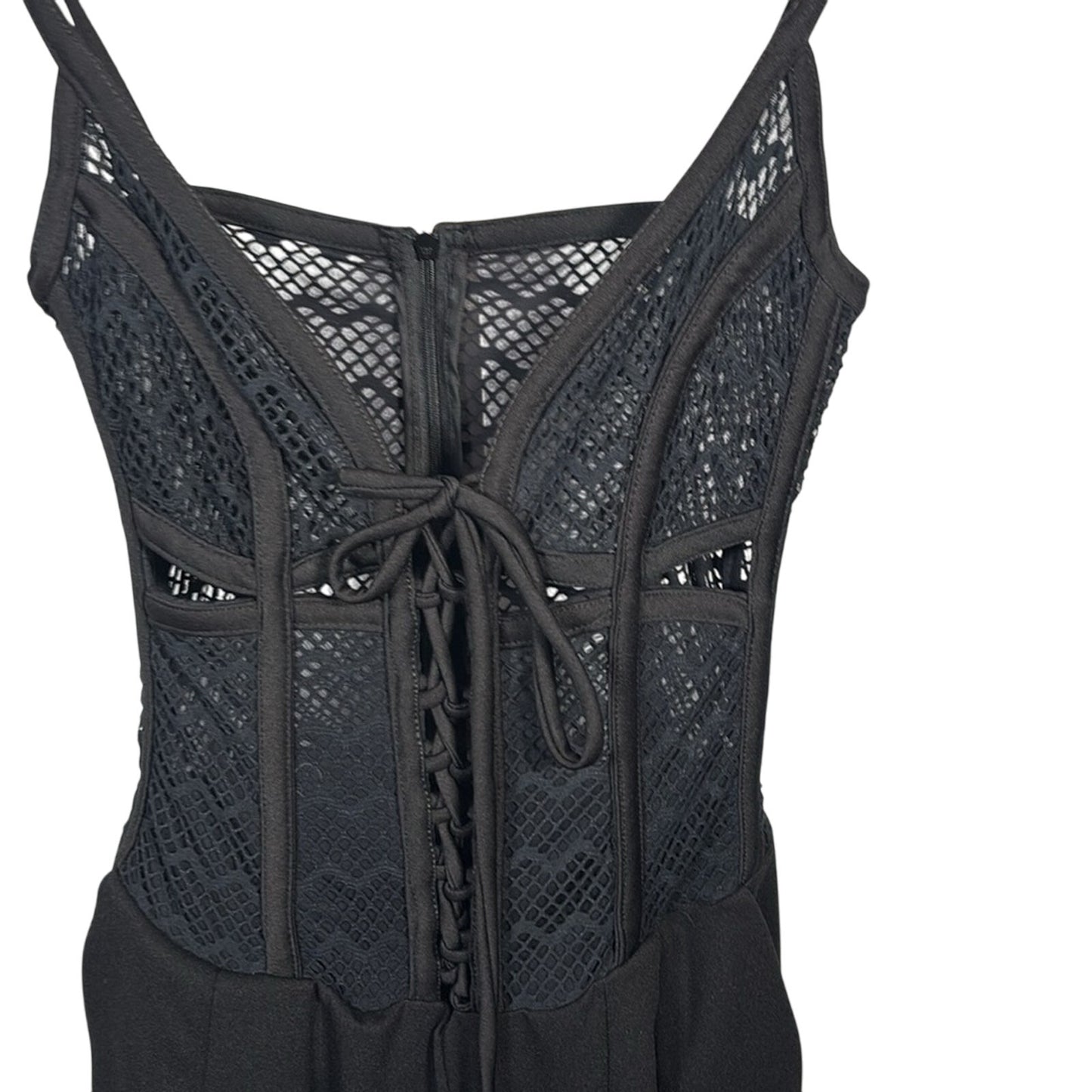 PatBO Black Plunge Neck Sleeveless Jumpsuit