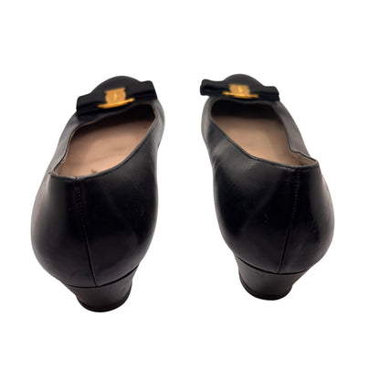 Salvatore Ferragamo Women's Vera Vintage Black Leather Heels 9.5