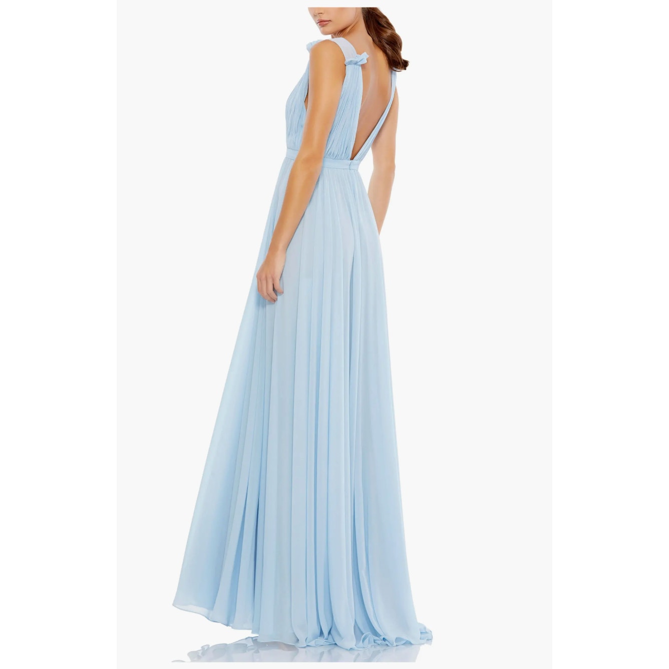 NEW IEENA BY MACDUGGAL Women's 55321 Sleeveless Pleated Deep V-Neck Chiffon Gown