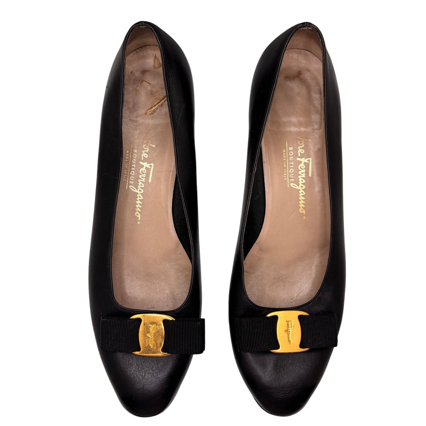 Salvatore Ferragamo Women's Vera Vintage Black Leather Heels 9.5