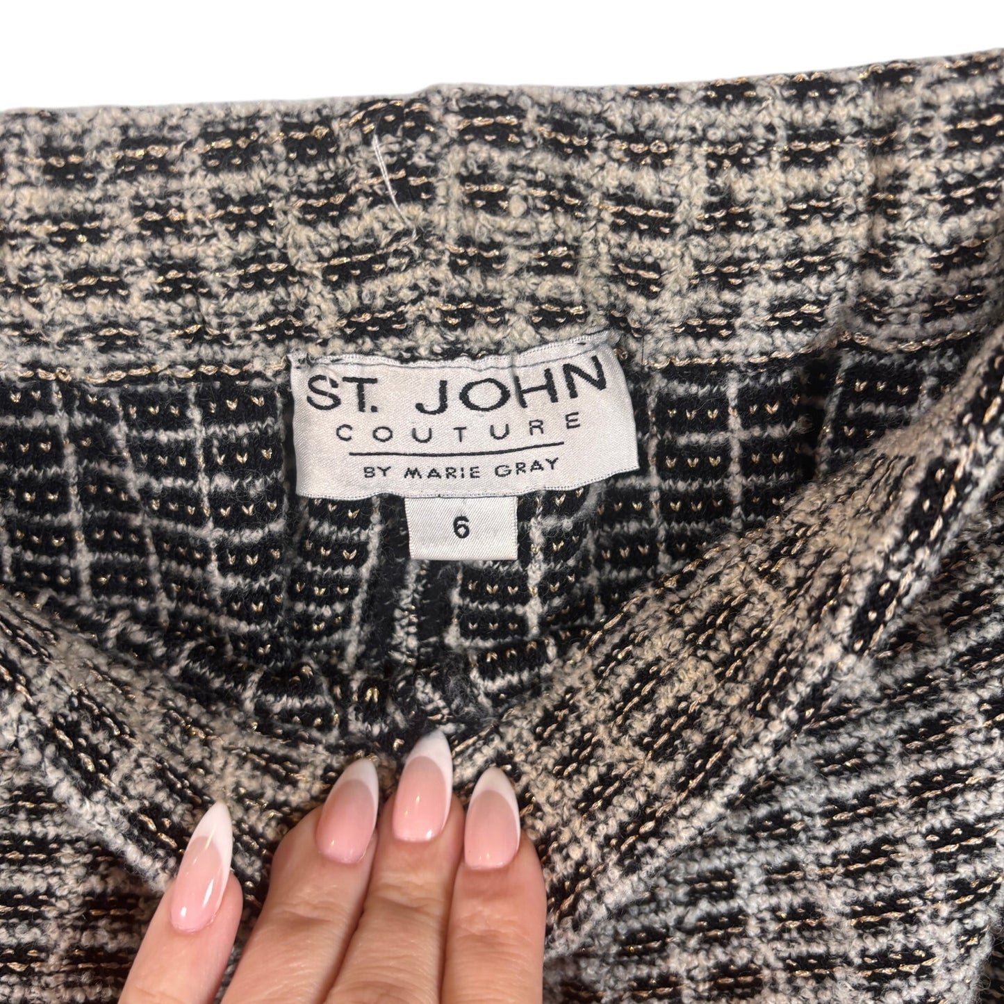 St. John Couture Womens Black and Gold Jeweled Tweed Jacket & Skirt Suit Set 6