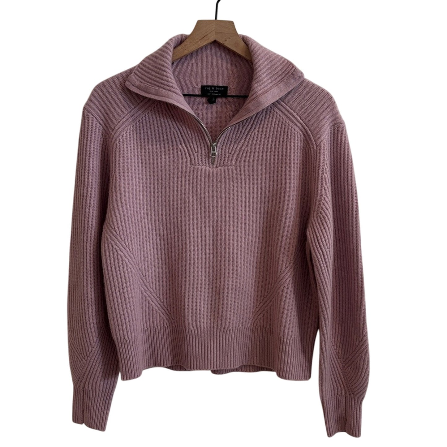Rag & Bone Womens Pierce Pink Cashmere Half Zip Sweater Small