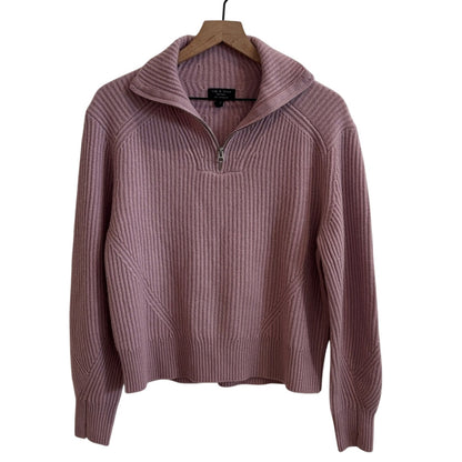 Rag & Bone Womens Pierce Pink Cashmere Half Zip Sweater Small