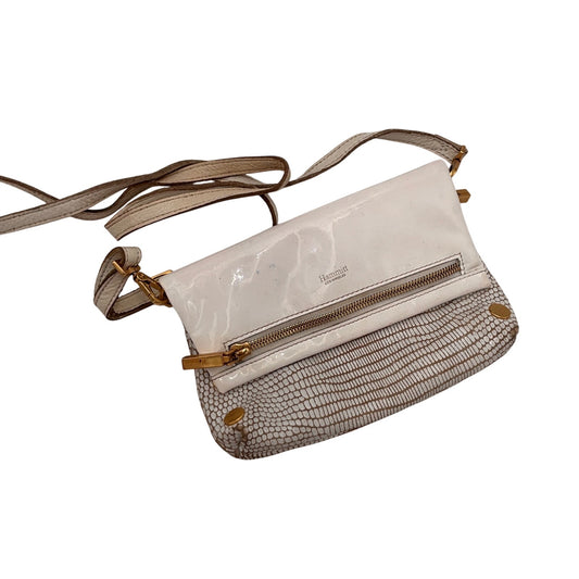Hammitt VIP LRG Clutch Bag in White Leather Snakeskin Pattern