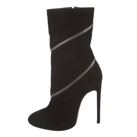 Alaia Suede Sock Bootie Zippered Boots Size 35