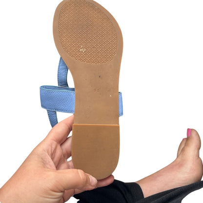 Tory Burch Light Blue Sandals with Gold Emblem Cornflower Blue 9.5