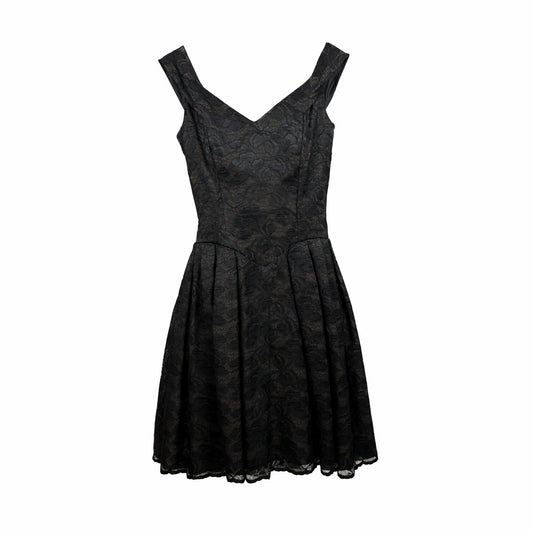 Victor Costa Women's Vintage Black Lace and Boned Cocktail Dress Size 2
