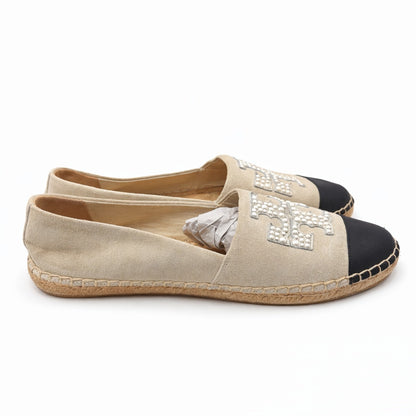 Tory Burch Dulce de Leche Pearlized Women's Beige Pearl Logo Espadrilles 9