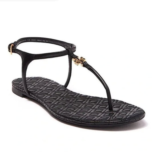 Tory Burch Women's Black Leather Marion Sandals 5.5