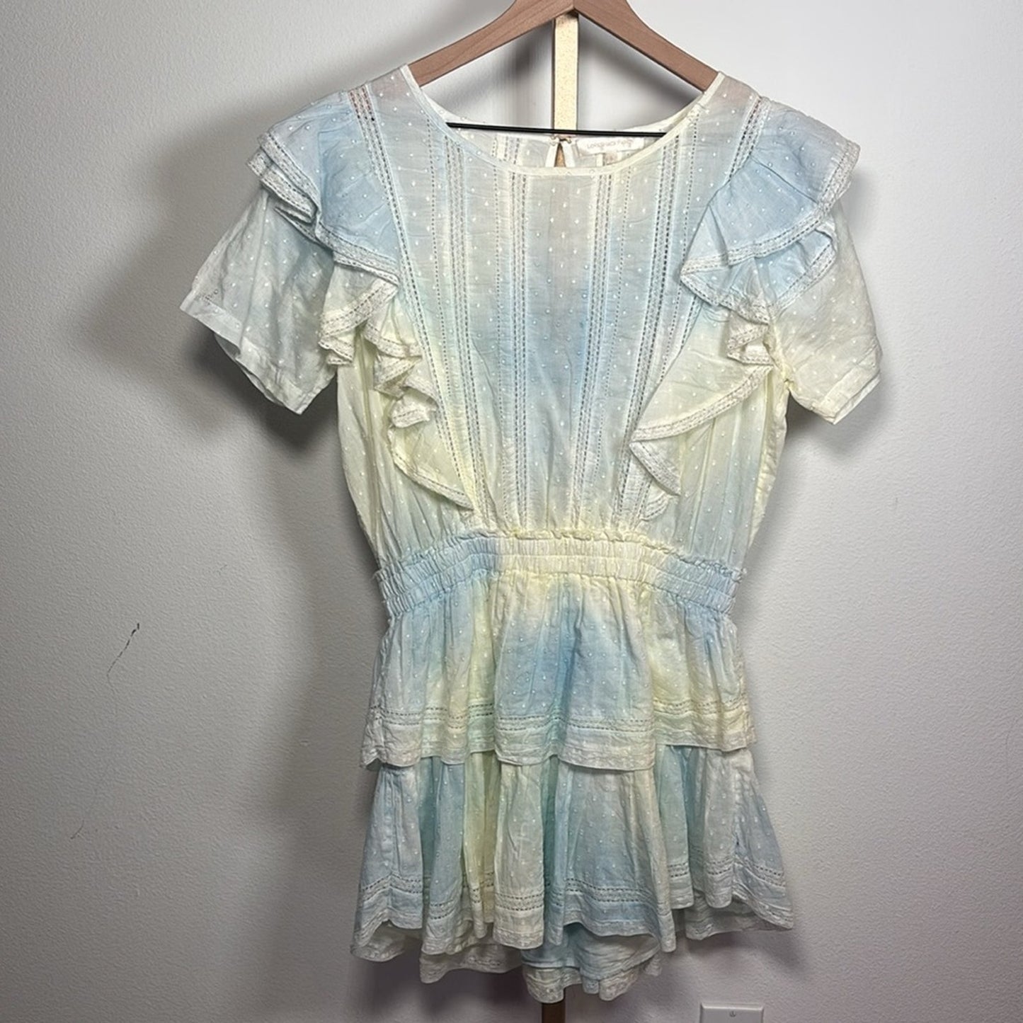 LoveShackFancy Natasha Mini Dress in Lily Pond Natural Hand Dye Sold Out L